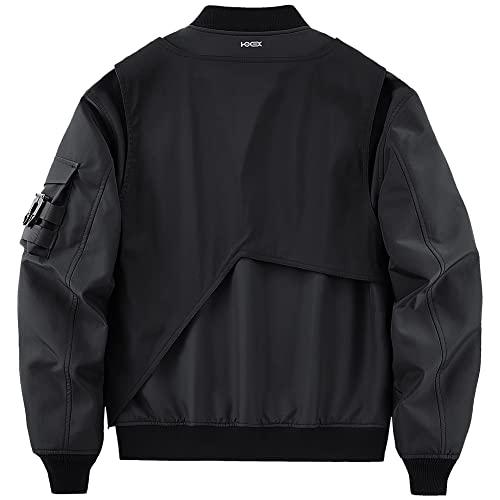 【並行輸入品】Black Bomber Jacket Men Streetwear Multiple Pockets Cargo Jacketの画像
