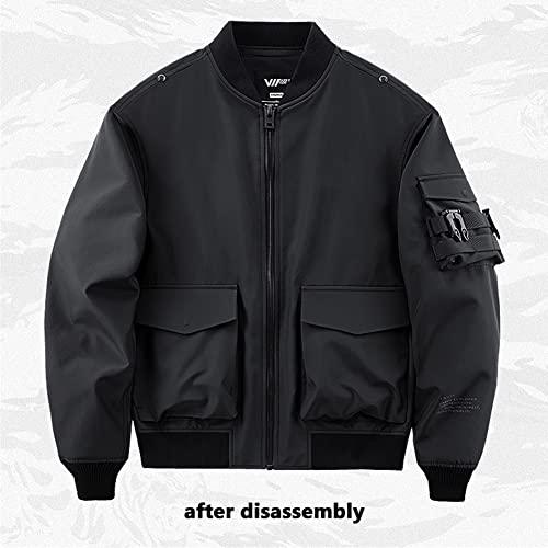 【並行輸入品】Black Bomber Jacket Men Streetwear Multiple Pockets Cargo Jacketの画像