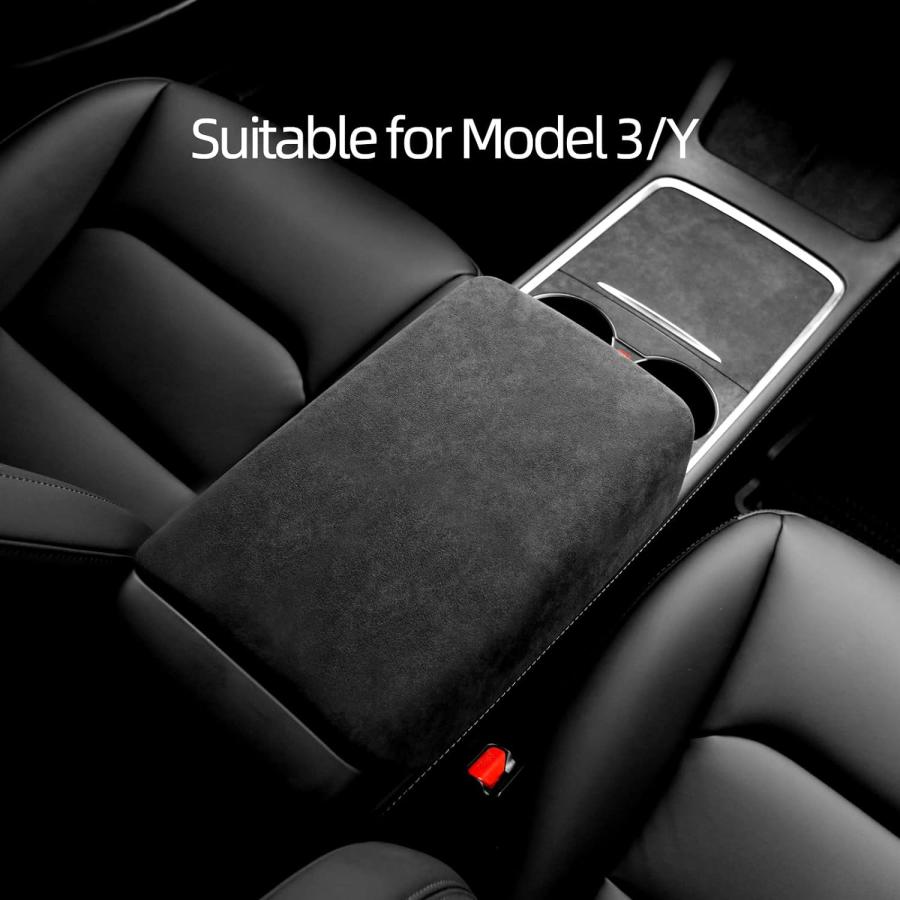【並行輸入品】Alfanxi アームレストボックスカバー イタリア アルカンターラ素材 アームレストケース プロテクター Tesla モデル3/モデルの画像