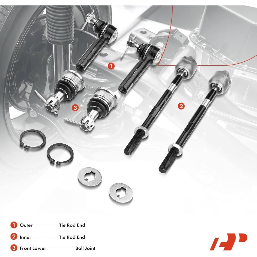 【並行輸入品】A-Premium 6個 内側と外側のタイロッドエンド フロント下部ボールジョイント 日産アルティマ 1993 1994 1995 19の画像