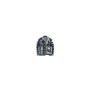【並行輸入品】Men's Badge Patches Blue Denim Jacket Streetwear Patchwork Jeanの画像