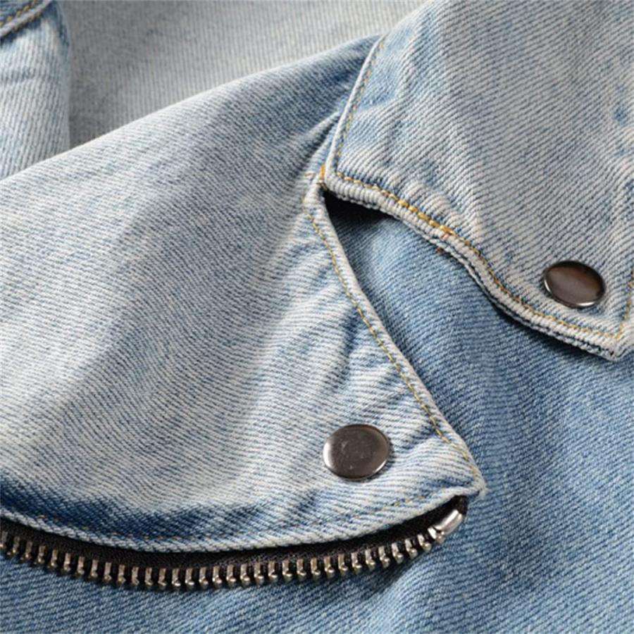 【並行輸入品】Men's Holes Ripped Blue Jean Biker Jacket Motorcycle Streetwearの画像