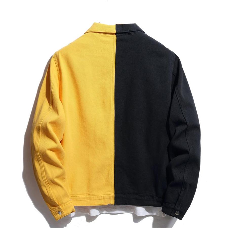 【並行輸入品】Men Spliced Denim Jacket Trendy Patchwork Jean Coat Two Colors Tの画像