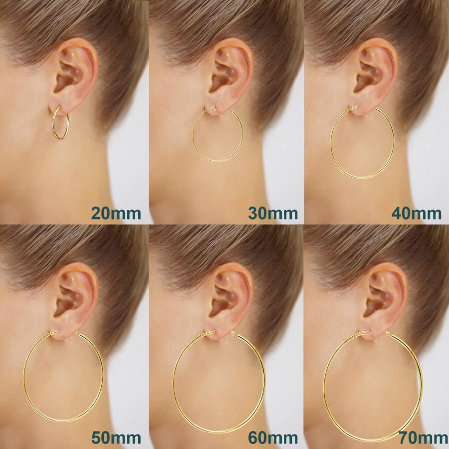 【並行輸入品】2mm 薄型スターリングシルバー ビッグフープピアス レディース ゴールドフープピアス 低刺激性 S925ポスト ラージフープピア_9