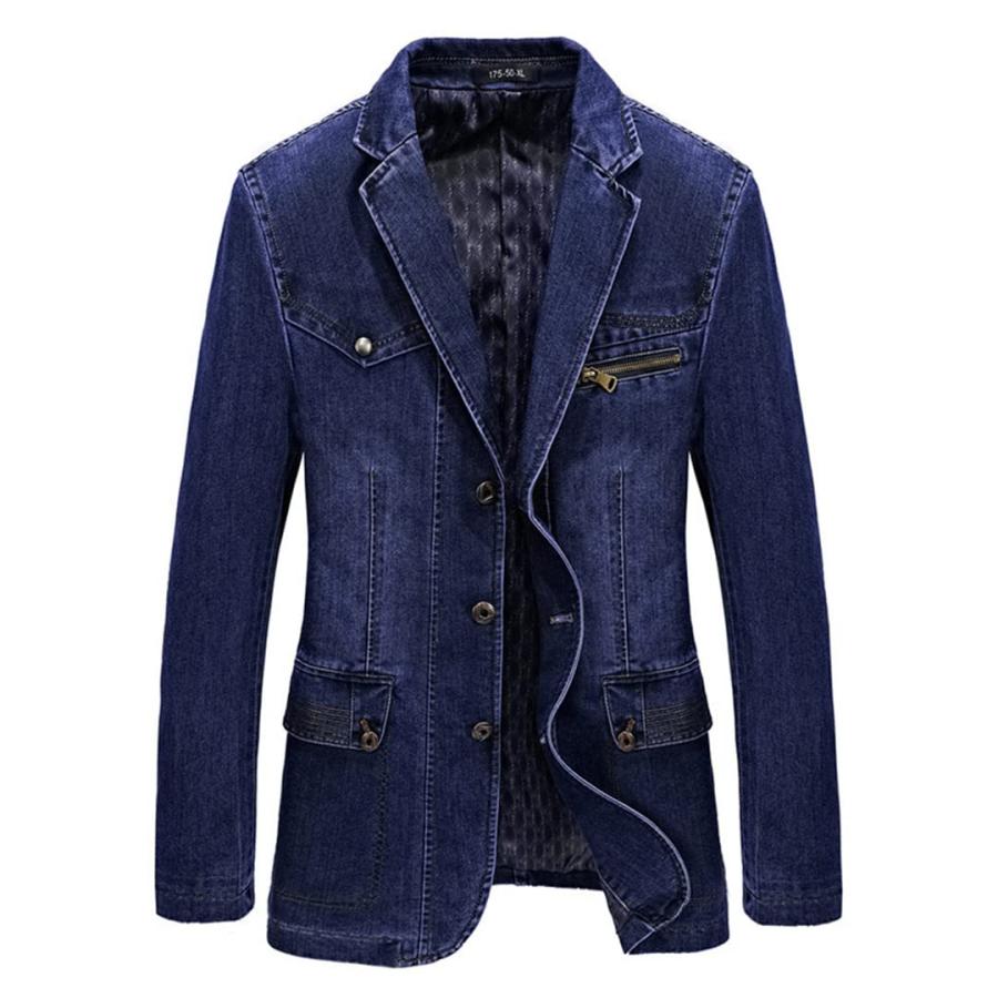 【並行輸入品】Men Spring Jeans Jacket Coat Denim Blazer Jacket Suit Men Busineの画像