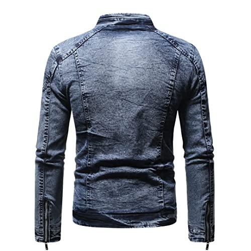 【並行輸入品】Denim Jacket Men Moto Biker Jean Jacket Solid Plus Velvet Standの画像