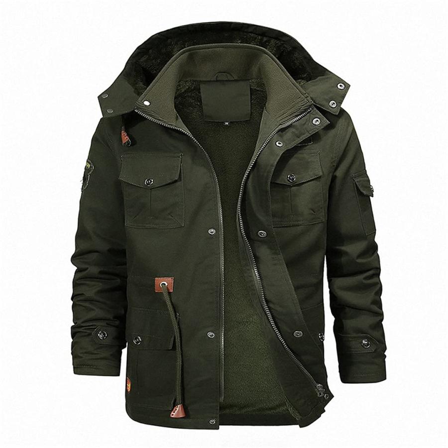 【並行輸入品】Multi Pocket Cargo Bomber Jackets Men Winter Warm Hoody Jacket Fの画像