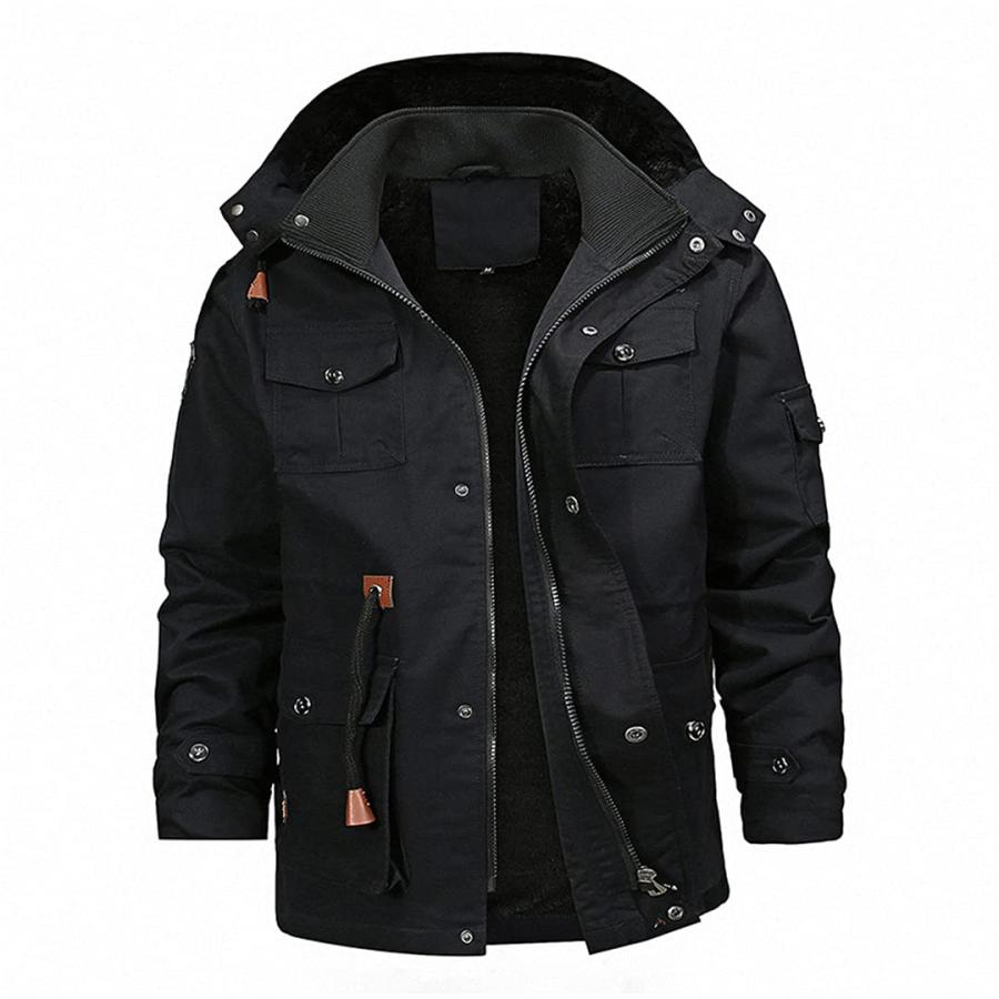 【並行輸入品】Multi Pocket Cargo Bomber Jackets Men Winter Warm Hoody Jacket Fの画像