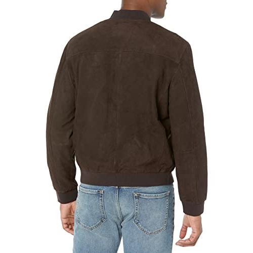 【並行輸入品】Cole Haan Men's Ribbed Knit Collar Suede Jacket, Dark Chocolate,の画像