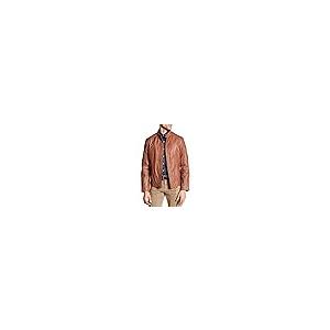【並行輸入品】Cole Haan Men's Washed Leather Moto Jacket, Cognac, Smallの画像