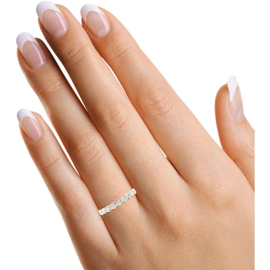 【並行輸入品】SAVEARTH DIAMONDS 1 1/3 ct.t.w ラウンドカット 人工モアッサナイト ダイヤモンド エタニティ 結婚指輪 1の画像