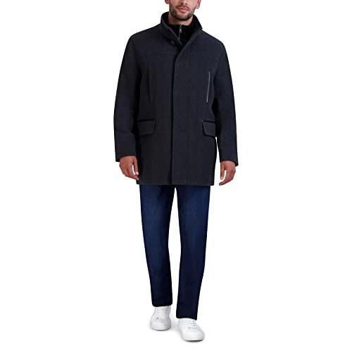 【並行輸入品】Cole Haan Men's Wool Car Coat, Black, Mediumの画像