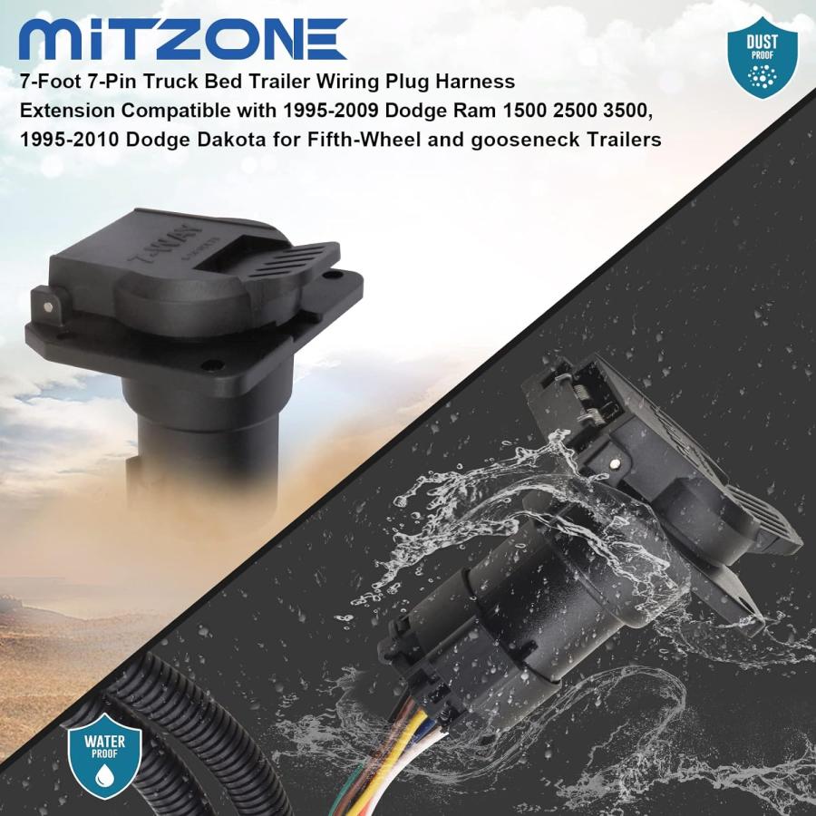 【並行輸入品】MITZONE 7フィート 7ピン トラック荷台トレーラー配線プラグハーネスエクステンション 1995-2009 Dodge Ram 1の画像