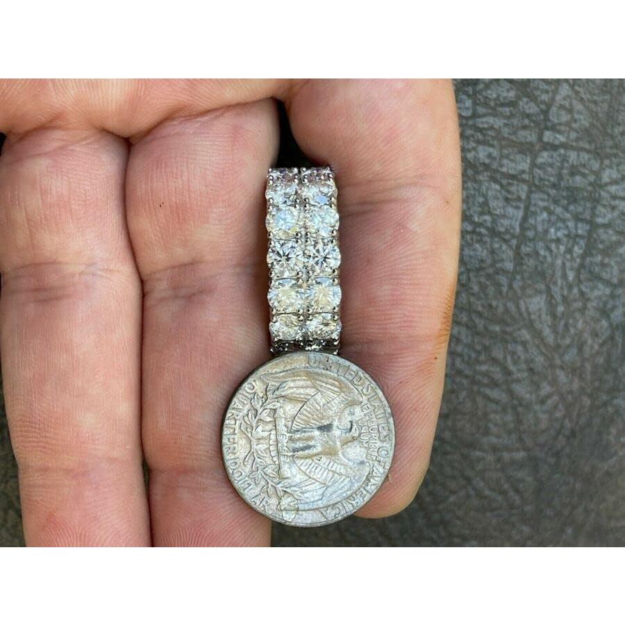 【並行輸入品】15カラット モイサナイト アイステニスリング - 本物の925スターリングシルバー メンズリング - 10mm ビッグヒップホップリンの画像