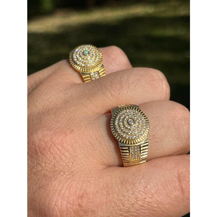 MOISSANITE ヒップホップリング - 14Kゴールド ヴェルメイユ ソリッド  