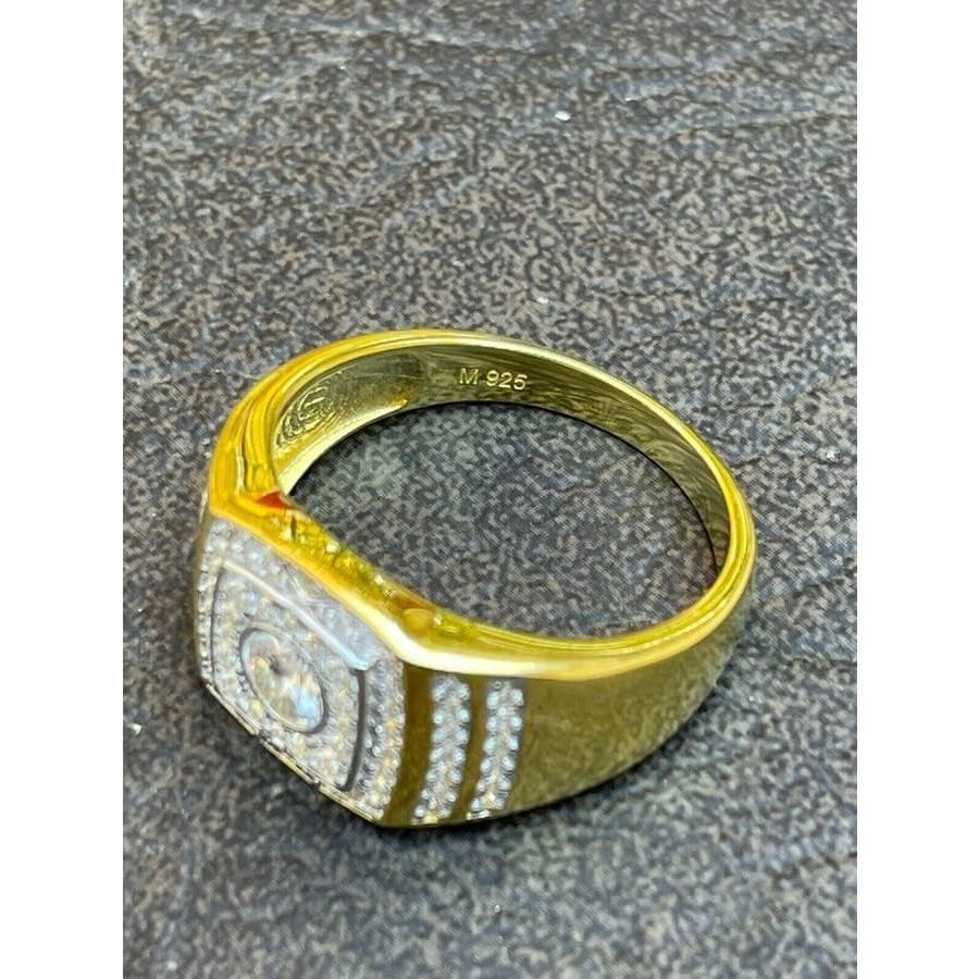 【並行輸入品】モアッサナイトヒップホップリング - 14Kゴールドにソリッド925スターリングシルバーリング - 1.35カラット メンズ アイスリアの画像