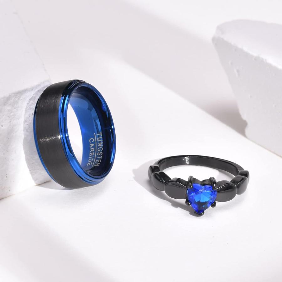 【並行輸入品】Hisatan プロミスリング カップル用 マッチングハート プロミスリング カップルリング カップルリングセット ステンレススチールジ_4