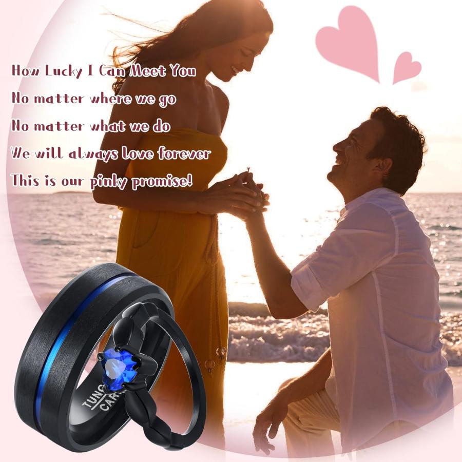 【並行輸入品】Hisatan Promise Rings for Couples Promise Rings for Her or Him Mat_2