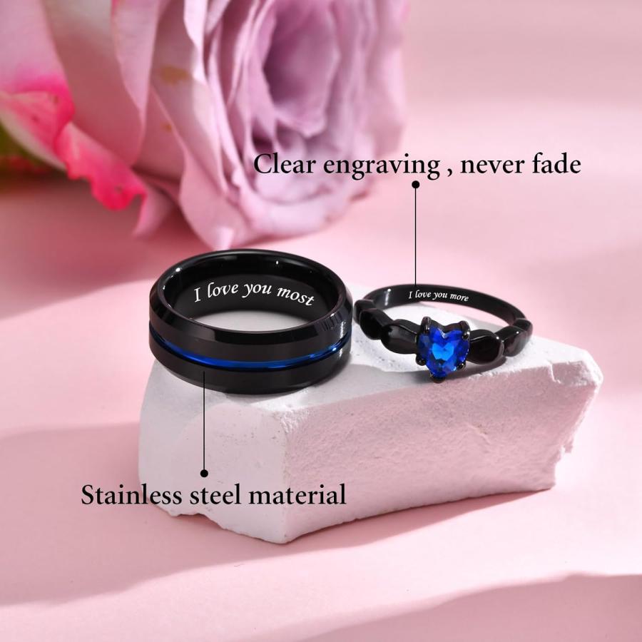 【並行輸入品】Hisatan Promise Rings for Couples Promise Rings for Her or Him Mat_3