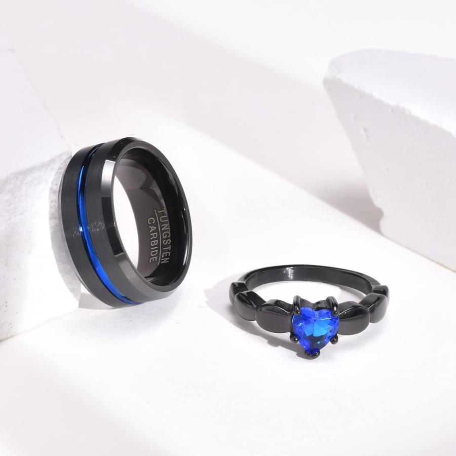 【並行輸入品】Hisatan Promise Rings for Couples Promise Rings for Her or Him Mat_4