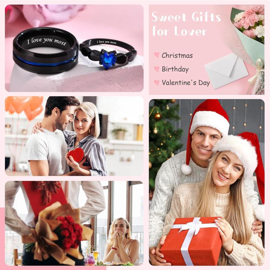 【並行輸入品】Hisatan Promise Rings for Couples Promise Rings for Her or Him Mat_5