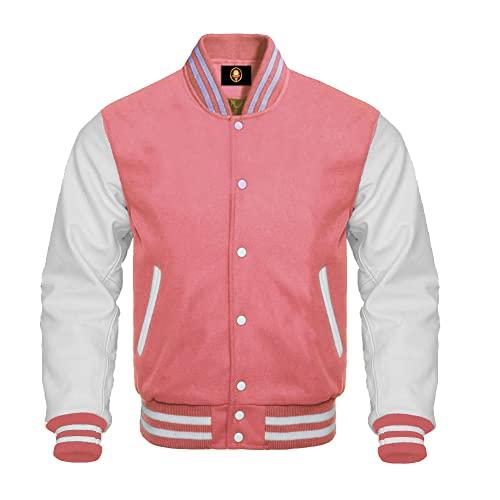 【並行輸入品】Genuine Leather Sleeves Wool Body Bomber Baseball Varsity Letterの画像