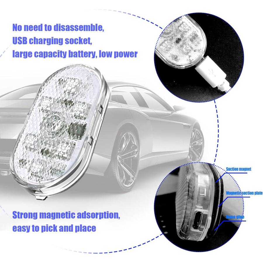 品質は割引しない 車用LEDライト2個 インテリア 7色 タッチセンサー式LEDアンビエントライト 6個の明るいLEDランプビーズ ポータブル USB充電式インテリアライト　並行輸入品