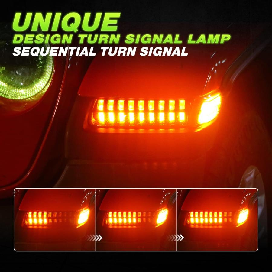 【並行輸入品】アップグレードスモークレンズ LEDフェンダーライトキット JL用 LEDウィンカーライト DRL \u0026 サイドマーカーライト付き Jeeの画像