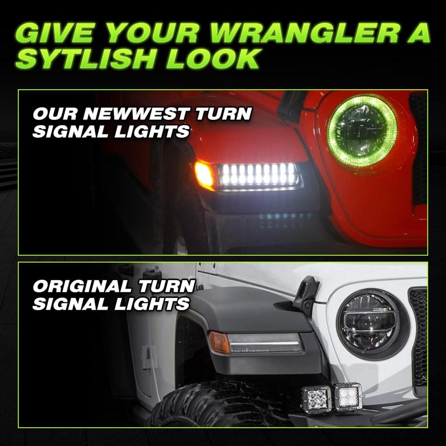 【並行輸入品】アップグレードスモークレンズ LEDフェンダーライトキット JL用 LEDウィンカーライト DRL \u0026 サイドマーカーライト付き Jeeの画像