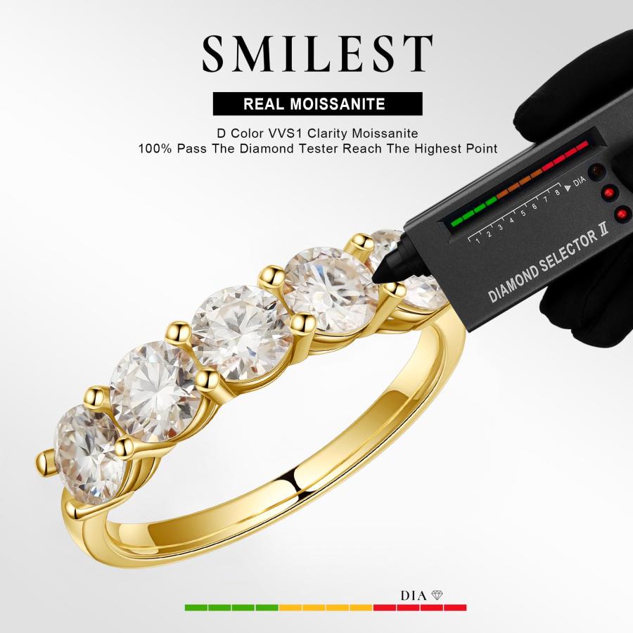 【並行輸入品】SMILEST 5石 モアッサナイト エタニティバンド レディース D カラー VVS1 クラリティ ブリリアントラウンド 人工ダ_3