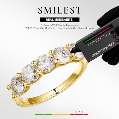 【並行輸入品】SMILEST 5石 モアッサナイト エタニティバンド レディース D カラー VVS1 クラリティ ブリリアントラウンド 人工ダ_4