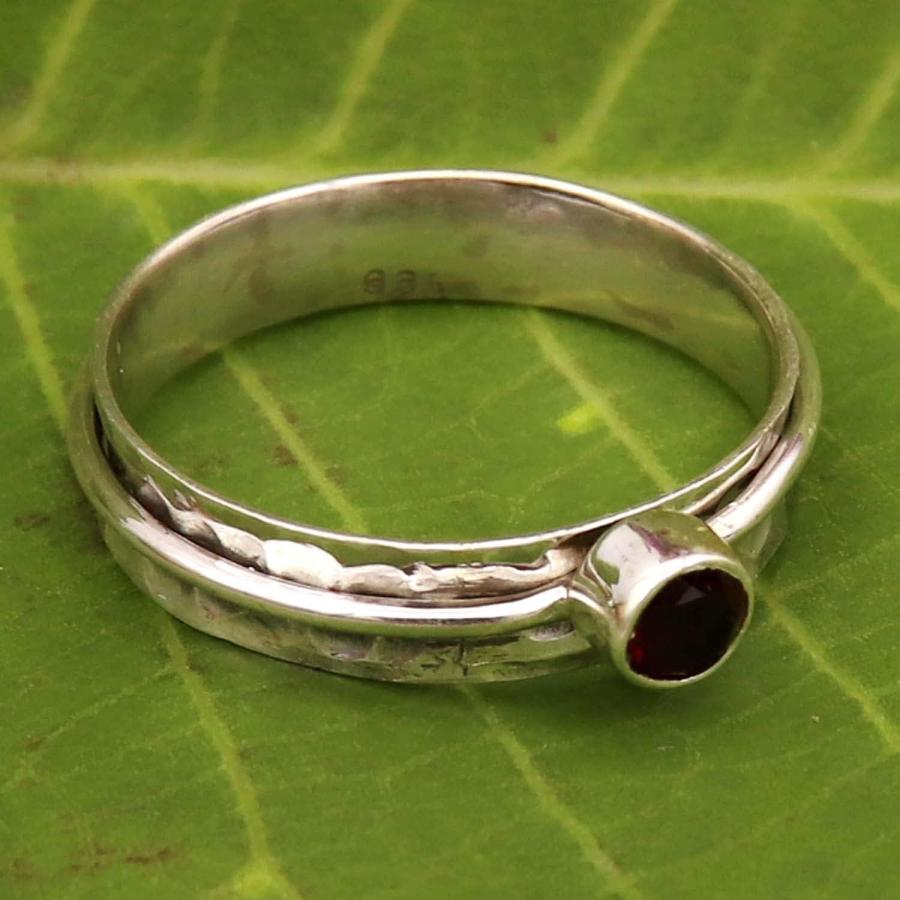 【並行輸入品】Garnet Silver Spinner Band Ring For Men Women Solid 925 Sterling Sil_2
