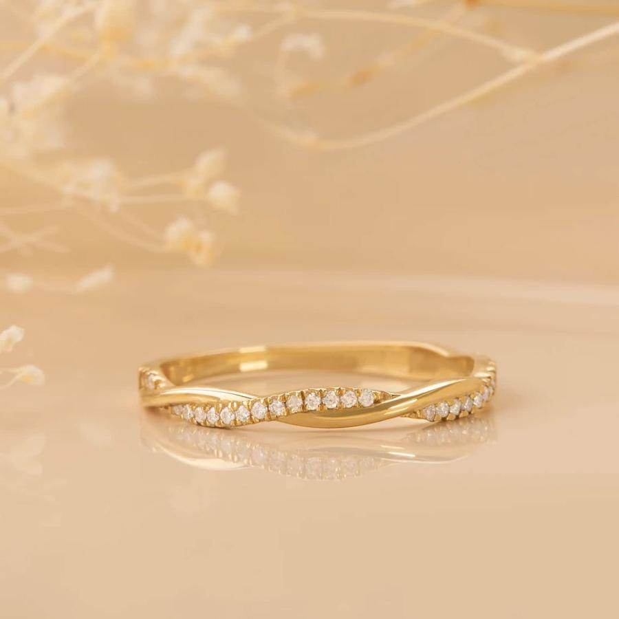 【並行輸入品】CTIEIP 10K 14K 18K ゴールド 天然ラウンドダイヤモンド 結婚指輪 レディース ダイヤモンド エタニティ アニバーの画像