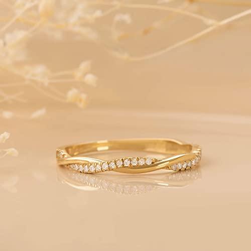 【並行輸入品】CTIEIP 10K 14K 18K ゴールド 天然ラウンドダイヤモンド 結婚指輪 レディース ダイヤモンド エタニティ アニバーの画像