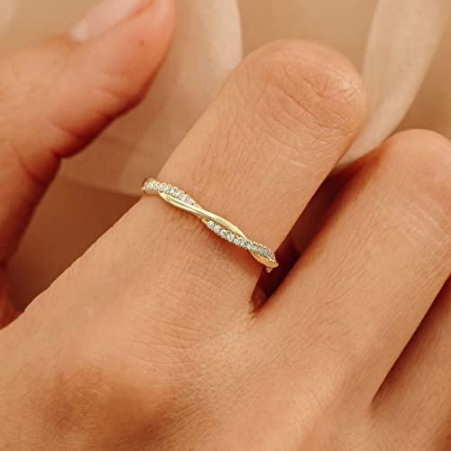 【並行輸入品】CTIEIP 10K 14K 18K ゴールド 天然ラウンドダイヤモンド 結婚指輪 レディース ダイヤモンド エタニティ アニバーの画像