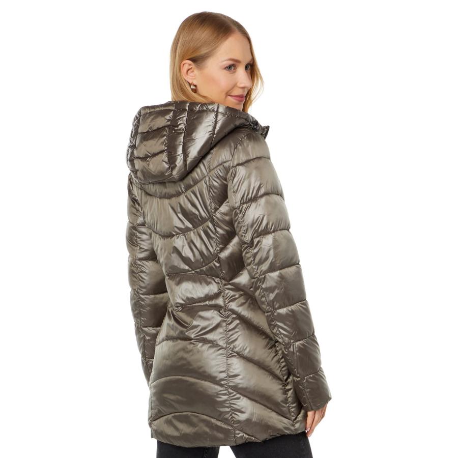 【並行輸入品】Cole Haan Faux Down A Line Hooded Jacket Ginger MD (8 10)の画像