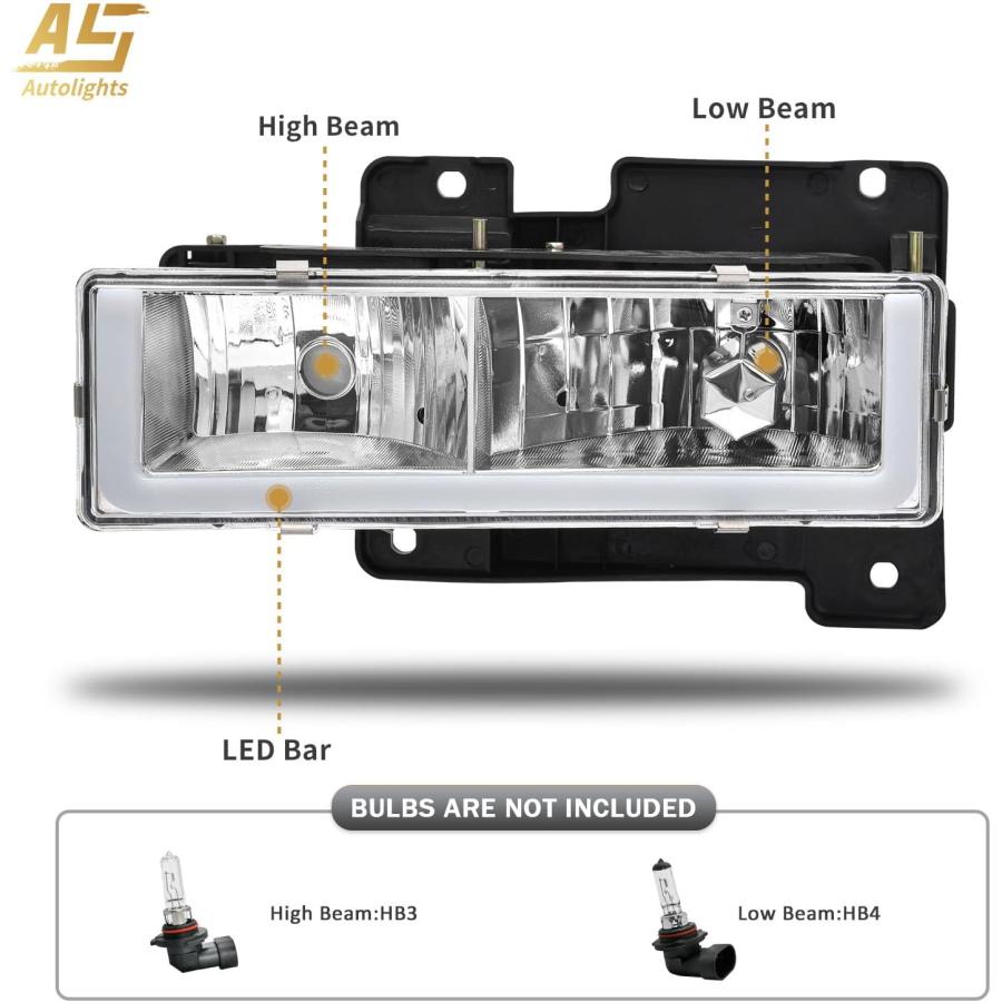【並行輸入品】AS Led headlights assembly for 1988-1998 Chevy GMC C/K C10 Sierra Siの画像