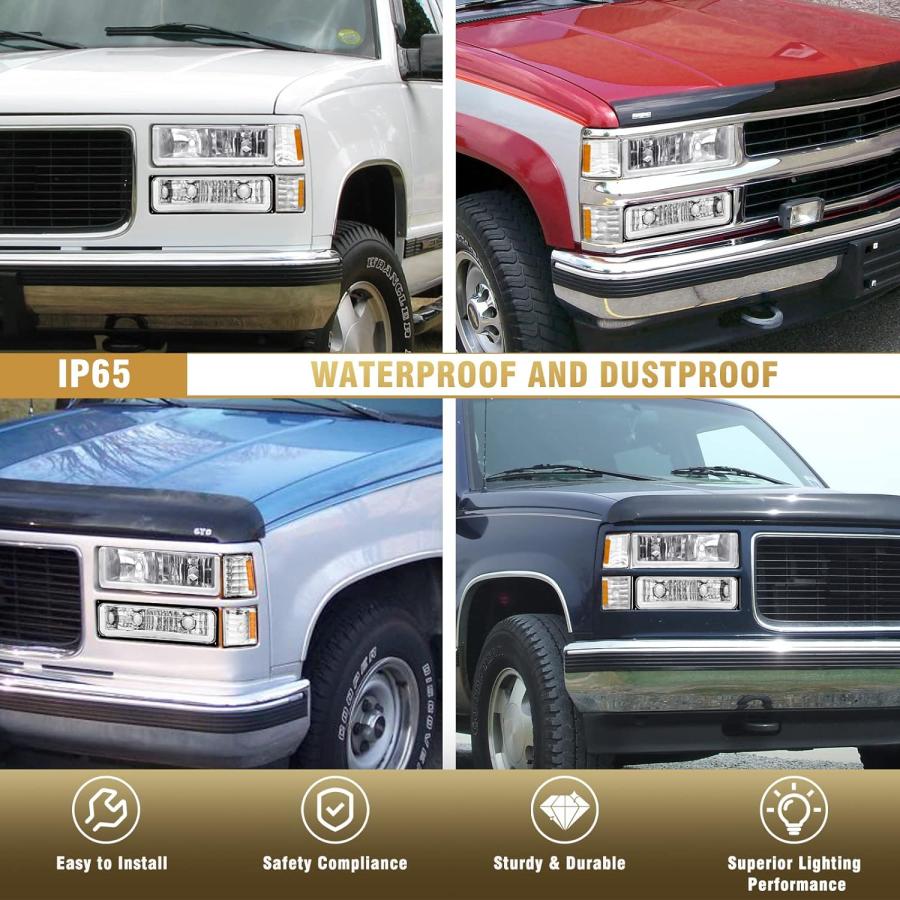 【並行輸入品】AS Led headlights assembly for 1988-1998 Chevy GMC C/K C10 Sierra Siの画像