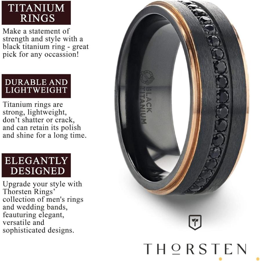 【並行輸入品】Thorsten ASTRO Titanium Wedding Band - Flat Brushed Black Titanium Rの画像