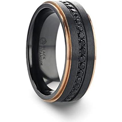 【並行輸入品】Thorsten ASTRO Titanium Wedding Band - Flat Brushed Black Titanium Rの画像