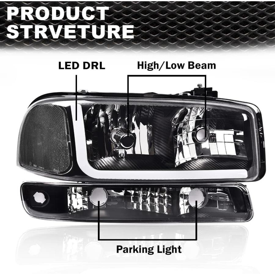 【並行輸入品】CNNELL ヘッドライトアセンブリ GMC 1999-2007 Sierra 1500/2500  2001-2007 Sierraの画像