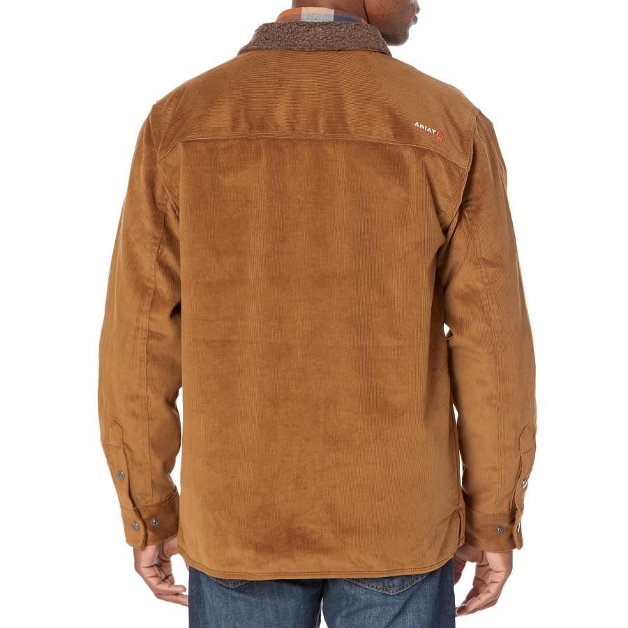 【並行輸入品】Ariat Male FR DuraStretch Sherpa lined Corduroy Shirt Jacket Camの画像