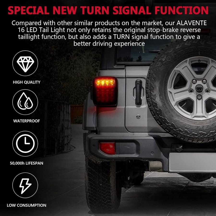 【並行輸入品】ALAVENTE Universal 16 LED Tail Lights Turn Brake Reverse Signal Runnの画像