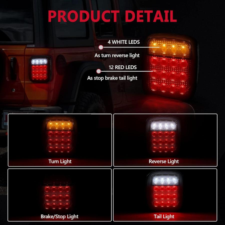 【並行輸入品】ALAVENTE Universal 16 LED Tail Lights Turn Brake Reverse Signal Runnの画像
