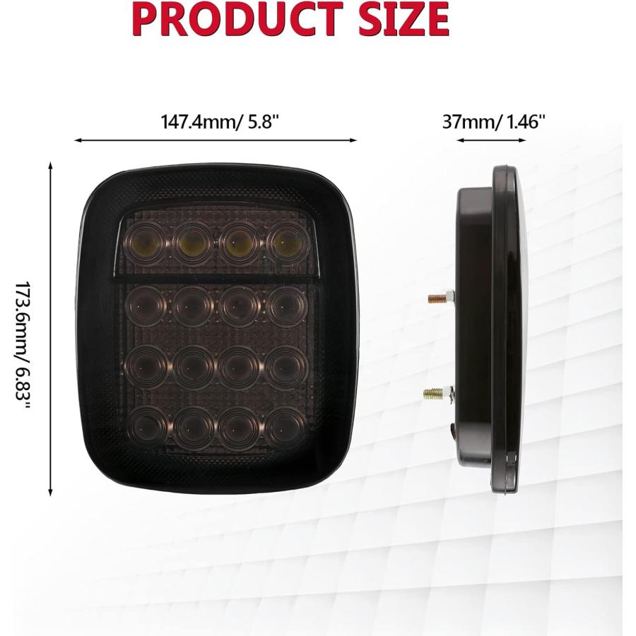 【並行輸入品】ALAVENTE Universal 16 LED Tail Lights Turn Brake Reverse Signal Runnの画像
