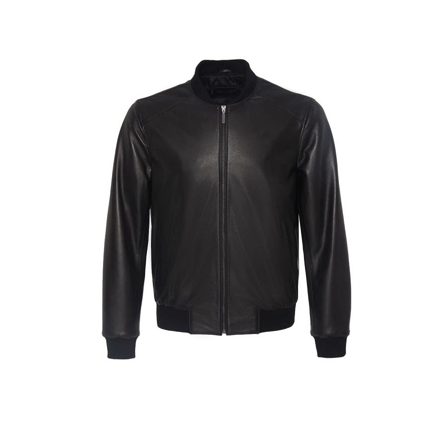 Bigardini Black Leather Jacket Men Italian Real Lambskin Mens 並行 