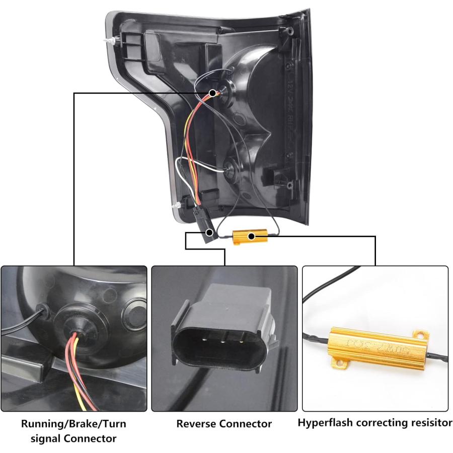 【並行輸入品】YOMTOVM F150 ピックアップトラック スモークリアテールライト 助手席と運転席側 F-ord F150 F-150 ピックアッ_3