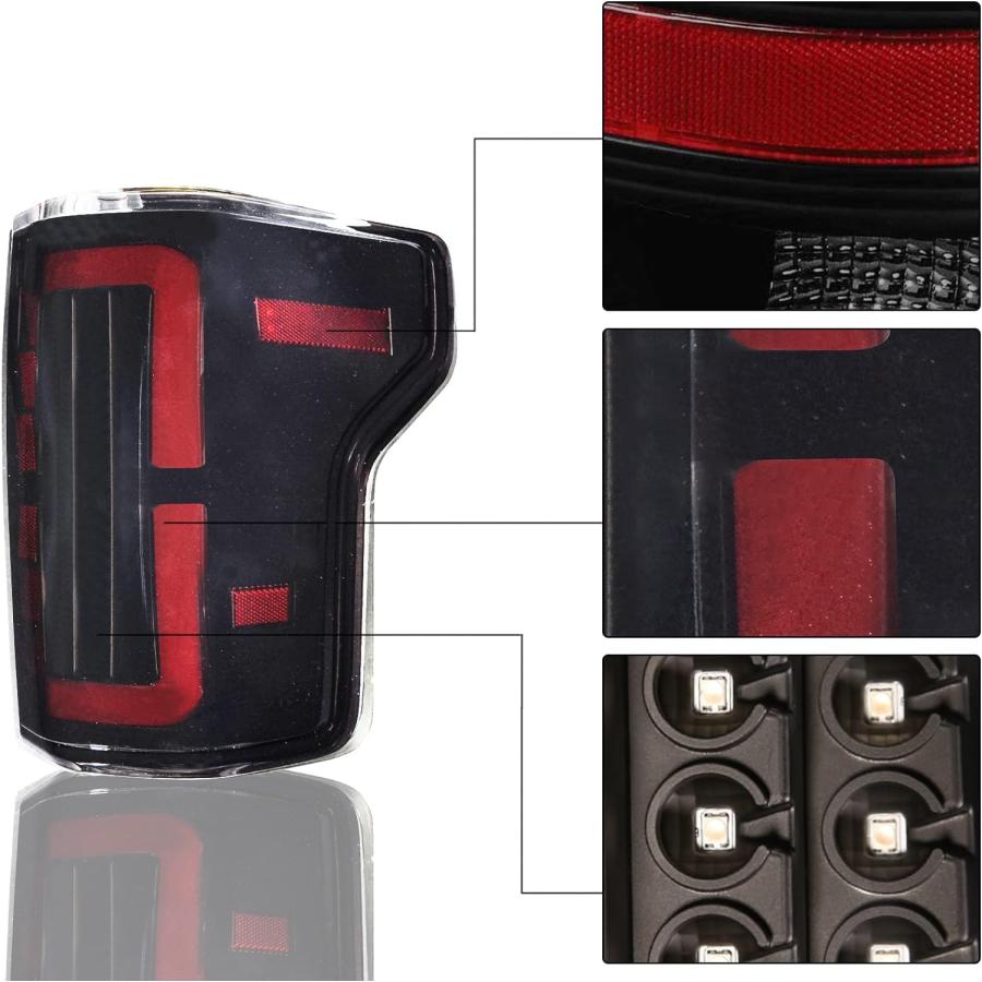 【並行輸入品】YOMTOVM F150 ピックアップトラック スモークリアテールライト 助手席と運転席側 F-ord F150 F-150 ピックアッ_4