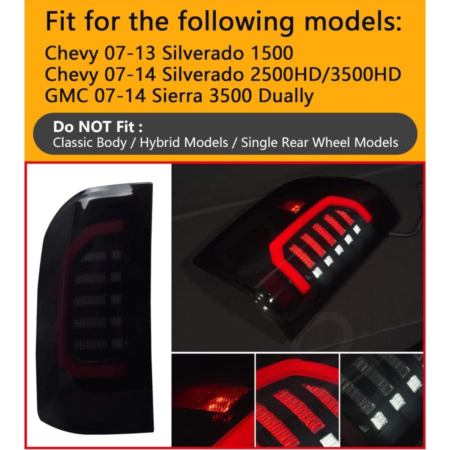 【並行輸入品】DOOD テールライト シボレー シルバラード テールライト 2007-2013年 07-13年 シルバラード LED スモークテールラ_3