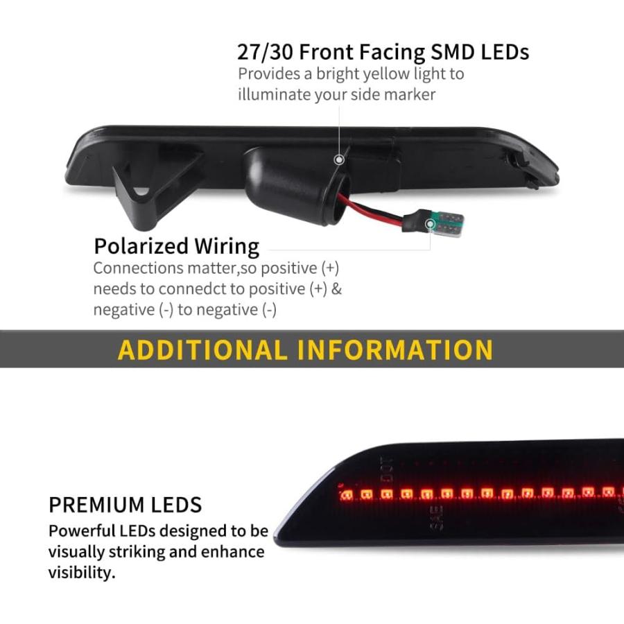 【並行輸入品】LEDサイドマーカーライト リアレッドバンパー サイドマーカーランプ リフレクターとフロントアンバーLEDリフレクターライト 2010-の画像